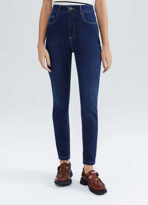 Hering - Calca Jeans Basica Feminina Cintura Media Skinny Azul 2