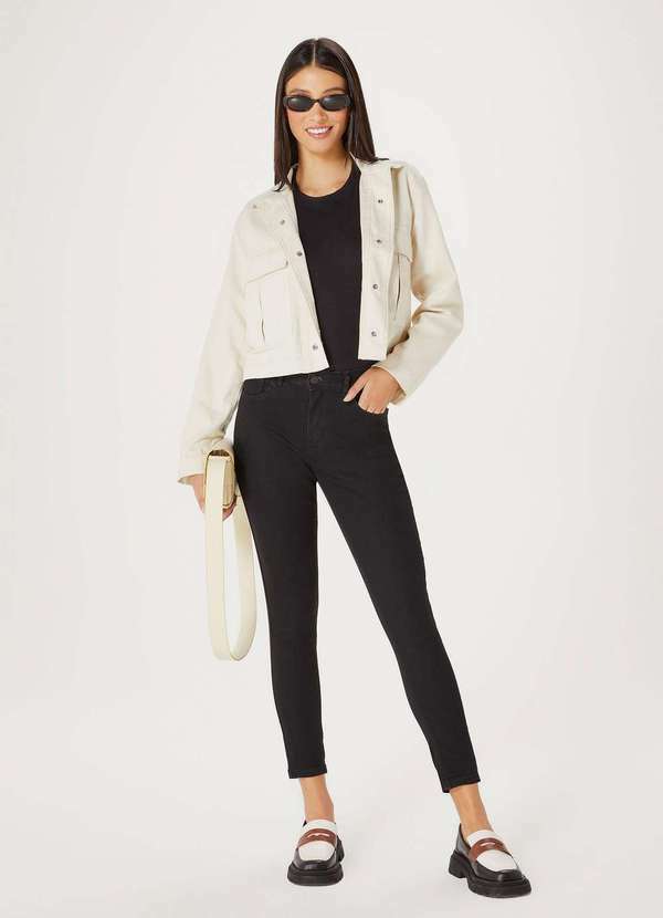 Hering - Calca Jeans Basica Feminina Cintura Media Skinny Preto