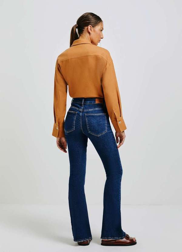 Hering - Calca Jeans Feminina Flare Cintura Media Azul 3