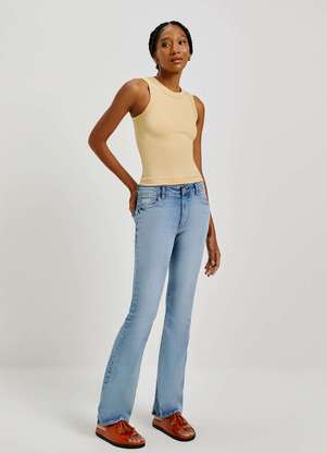 Hering Calca Jeans Feminina Flare Cintura Media Azul