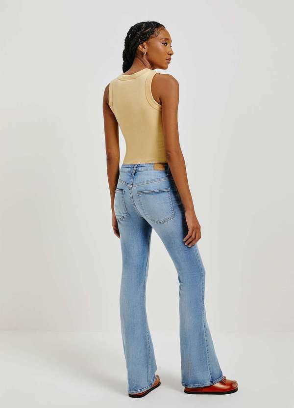 Hering - Calca Jeans Feminina Flare Cintura Media Azul 3