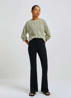 Hering - Calca Jeans Feminina Flare Cintura Media Soft Touch - HERING