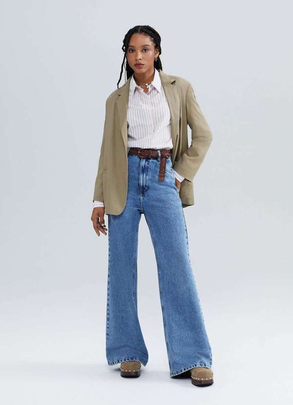 Hering - Calca Jeans Feminina Pantalona Azul