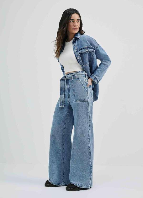 Tuxtla Gutiérrez Vertiche En Linea Cintura Alta Pants Azul Calca