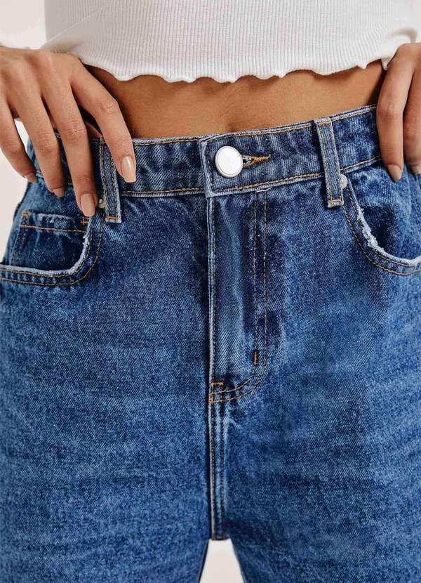 Hering - Calca Jeans Feminina Reta Barra a Fio Azul 2