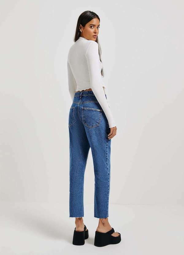 Hering - Calca Jeans Feminina Reta Barra a Fio Azul 3