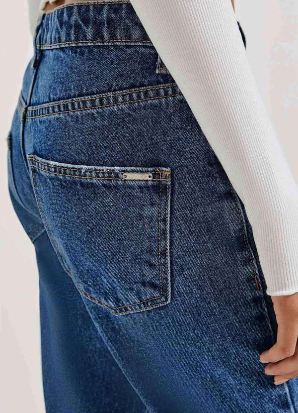 Hering - Calca Jeans Feminina Reta Barra a Fio Azul 4