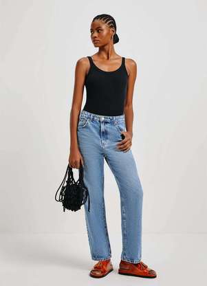 Hering - Calca Jeans Feminina Reta Cintura Alta - HERING