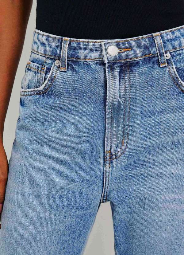 Hering - Calca Jeans Feminina Reta Cintura Alta Azul 4