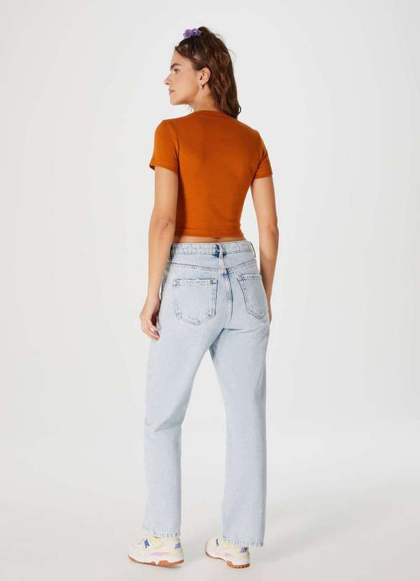 Hering - Calca Jeans Feminina Reta Cintura Alta Azul 3