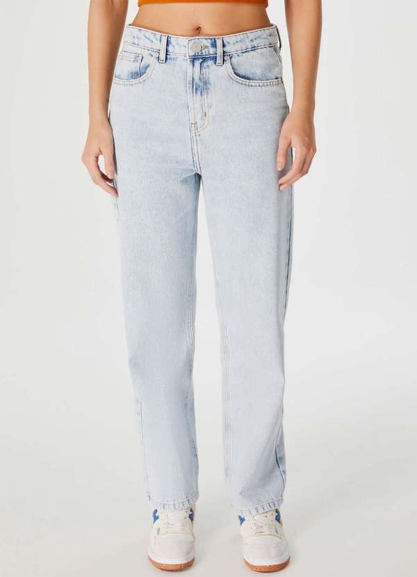 Hering - Calca Jeans Feminina Reta Cintura Alta Azul 4