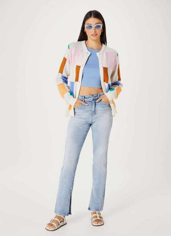 Hering - Calca Jeans Feminina Slim com Fenda Lateral Azul