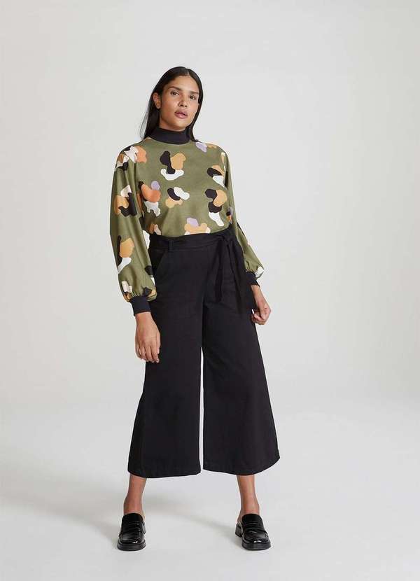 Hering - Calca Pantacourt Feminina Cintura Alta Preto 7