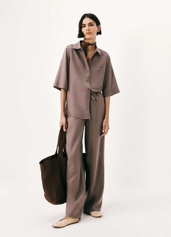 Hering - Camisa Feminina Manga Curta em Liocel Cinza 4