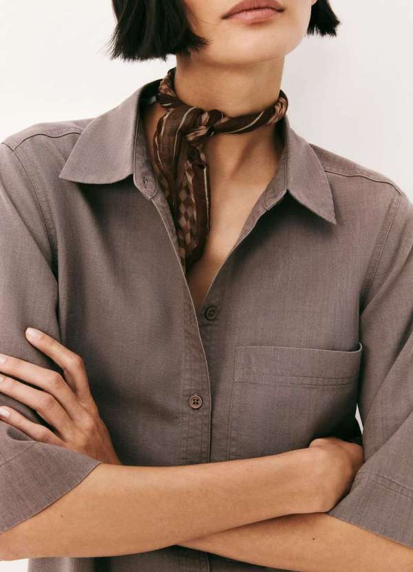 Hering - Camisa Feminina Manga Curta em Liocel Cinza 5