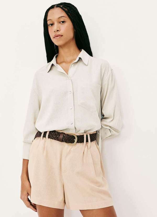 Hering - Camisa Feminina Manga Longa Oversized Branco