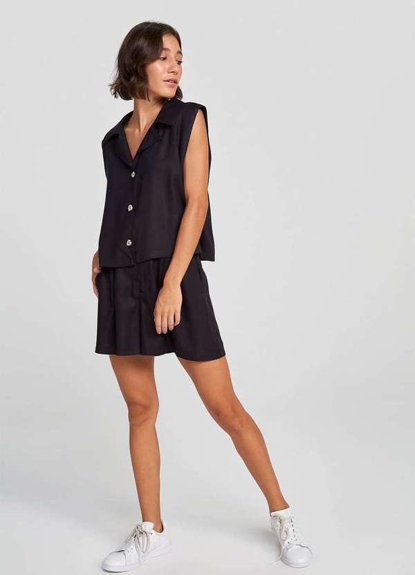 Hering - Camisa Muscle Tee Feminina sem Manga Preto 3