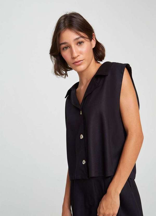 Hering - Camisa Muscle Tee Feminina sem Manga Preto 5