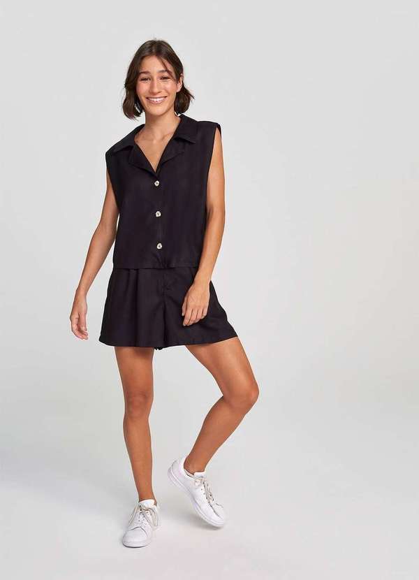 Hering - Camisa Muscle Tee Feminina sem Manga Preto 6