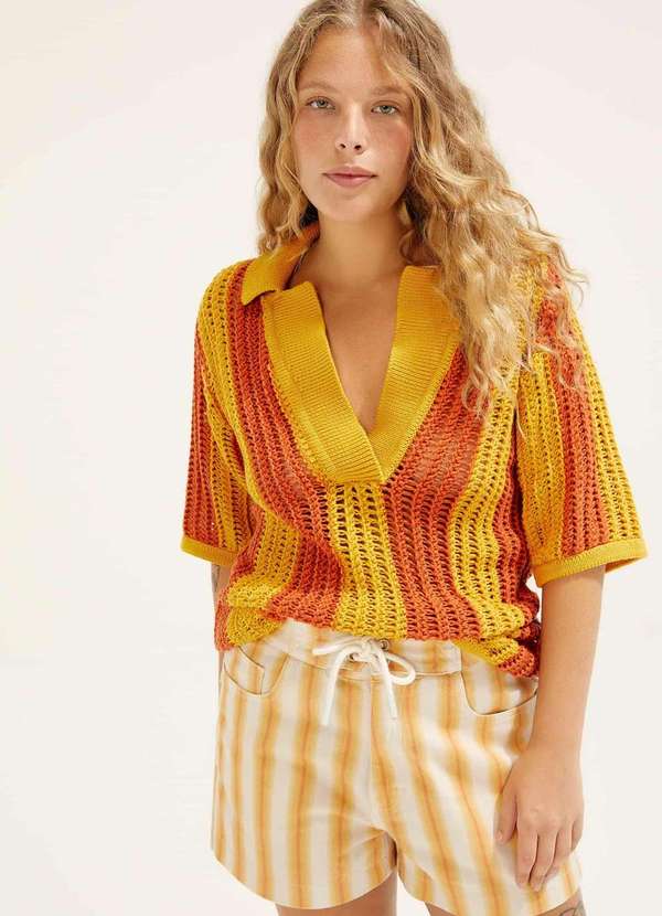 Hering - Camisa Polo Oversized em Trico Hering e Cosmo Laranja 3
