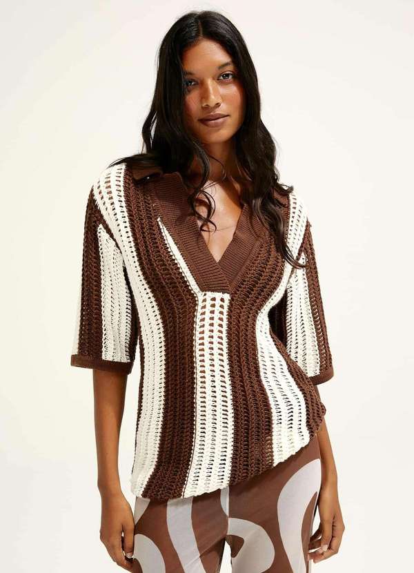 Hering - Camisa Polo Oversized em Trico Hering e Cosmo Marrom