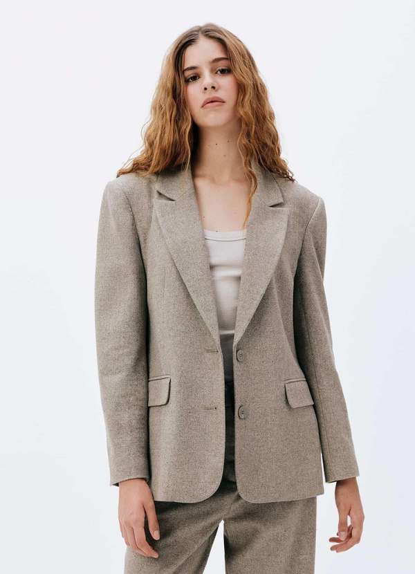 Hering - Blazer Feminino Oversized em La Cinza