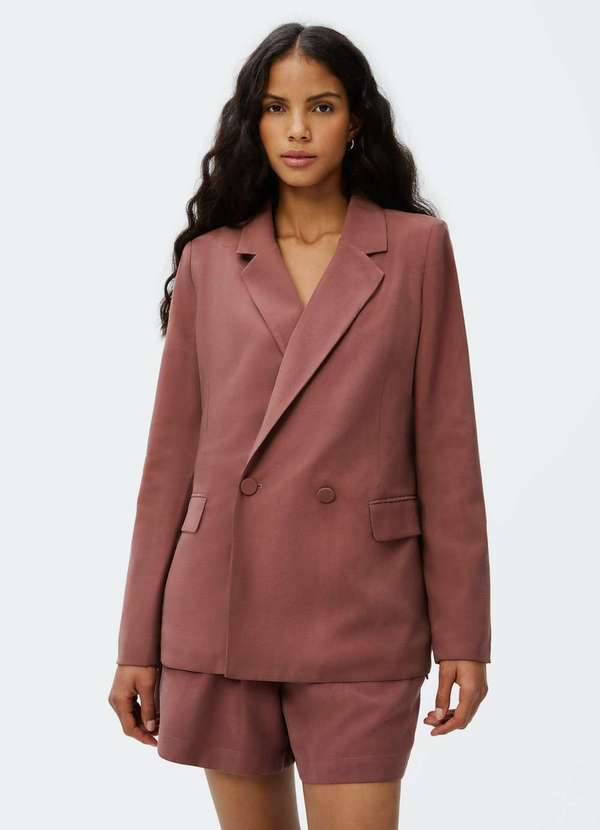 Hering - Blazer Feminino Transpassado Marrom