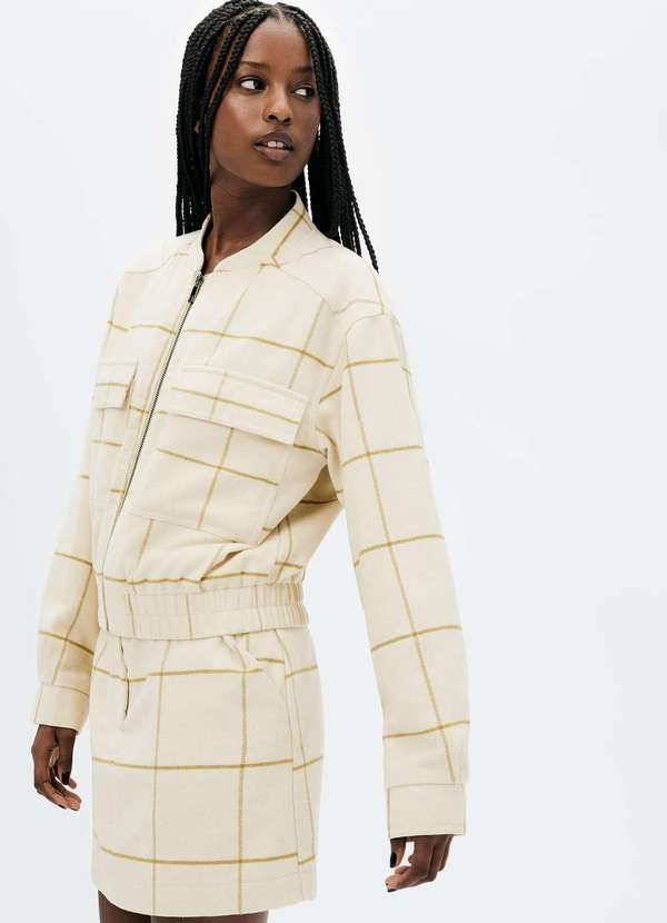 Hering - Jaqueta Feminina Bomber Fio Tinto com La Bege