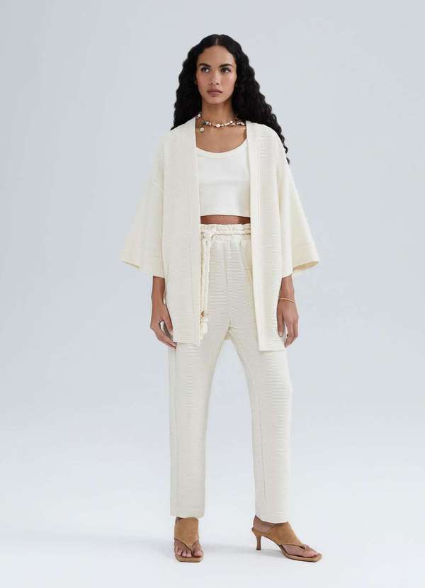 Hering - Kimono Feminino em Malha Texturizada Bege 2