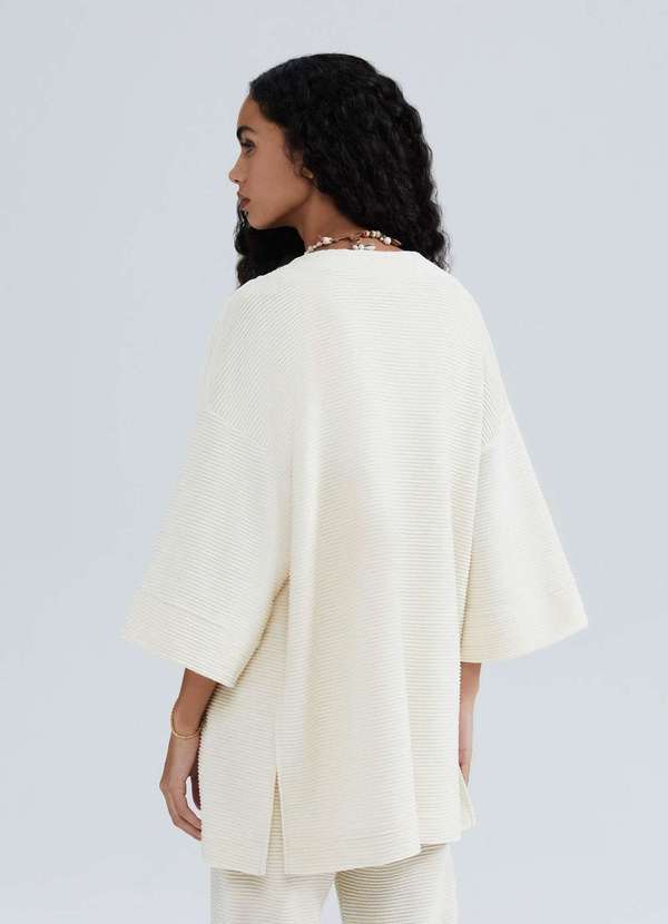 Hering - Kimono Feminino em Malha Texturizada Bege 3