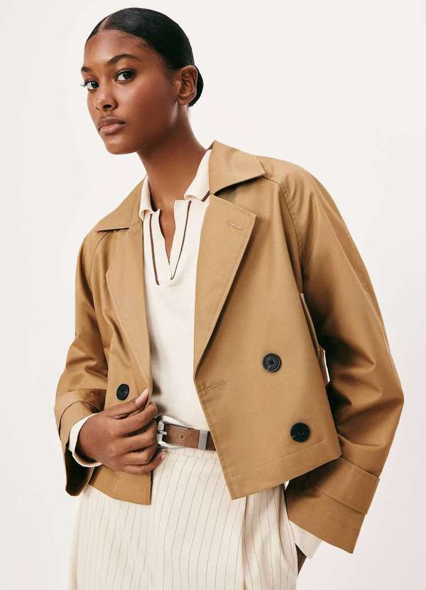 Hering - Trench Coat Feminino Curto Marrom