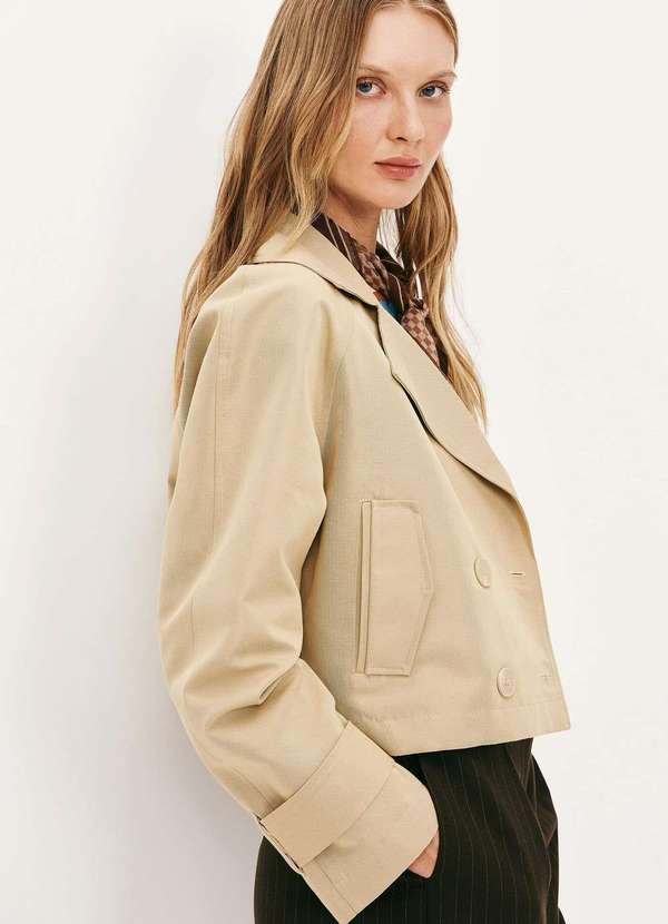 Hering - Trench Coat Feminino Curto Bege 2
