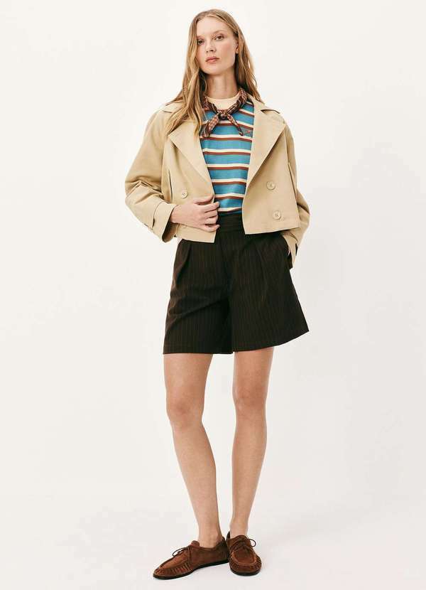 Hering - Trench Coat Feminino Curto Bege 4