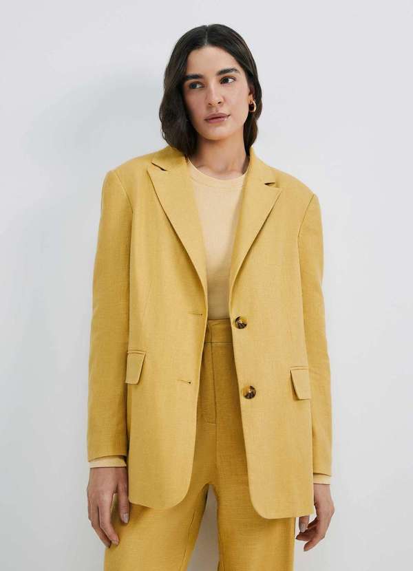 Hering - Blazer Feminino em Viscolinho Amarelo