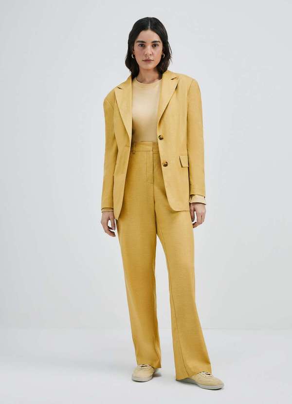Hering - Blazer Feminino em Viscolinho Amarelo 4