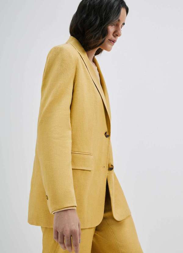 Hering - Blazer Feminino em Viscolinho Amarelo 5