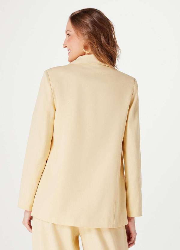 Hering - Blazer Feminino Reto Alongado em Linho Amarelo 3