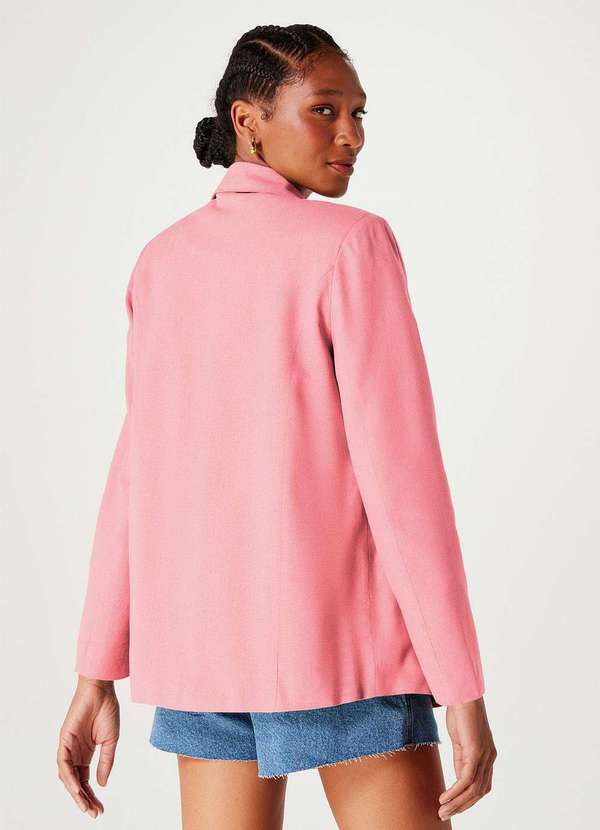 Hering - Blazer Feminino Reto Alongado em Linho Rosa 3