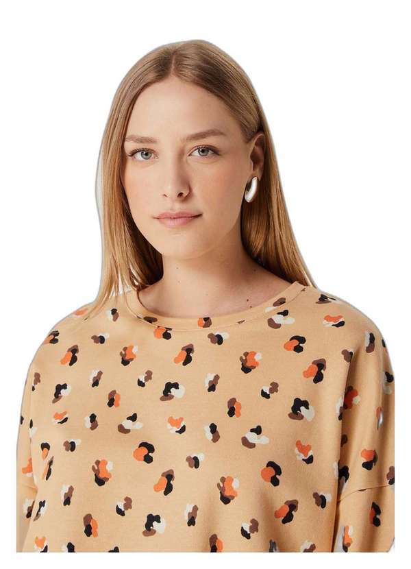 Hering - Blusao em Moletom Feminino Animal Print Laranja 2