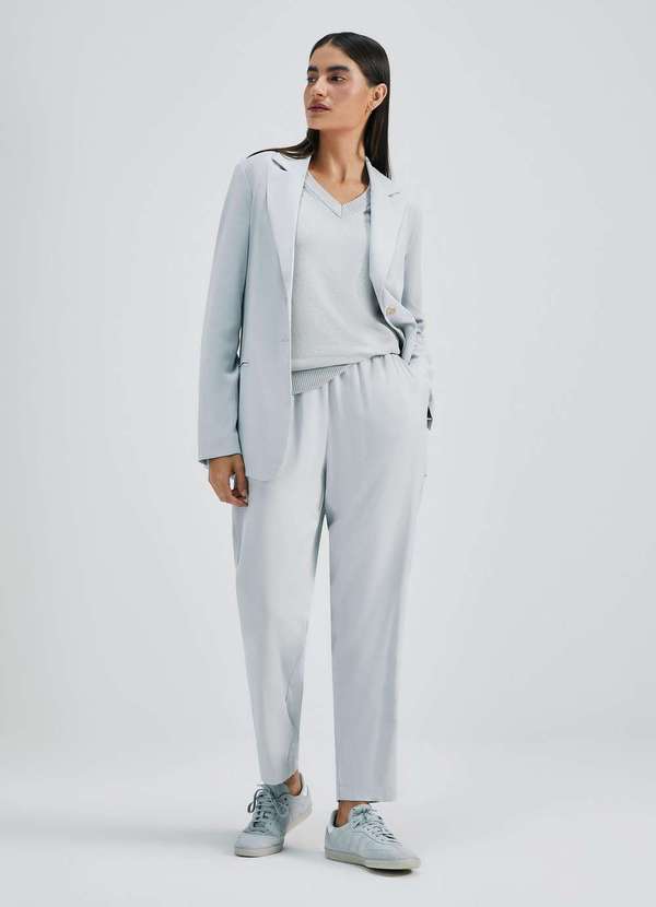 Hering - Blusao Feminino Decote V em Trico Cinza 4