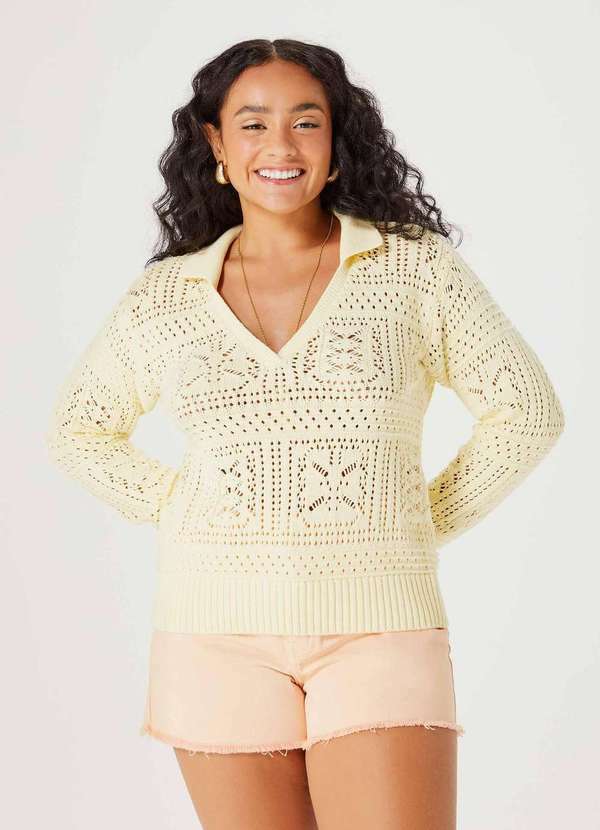 Hering - Blusao Feminino Texturizado em Trico Amarelo