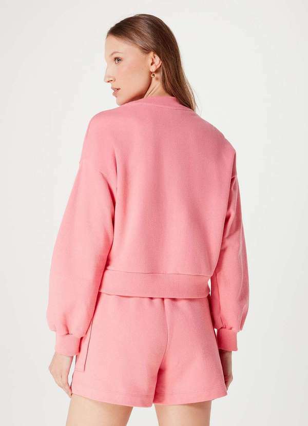 Hering - Cardigan Basico em Moletom Feminino com Botoes Rosa 3