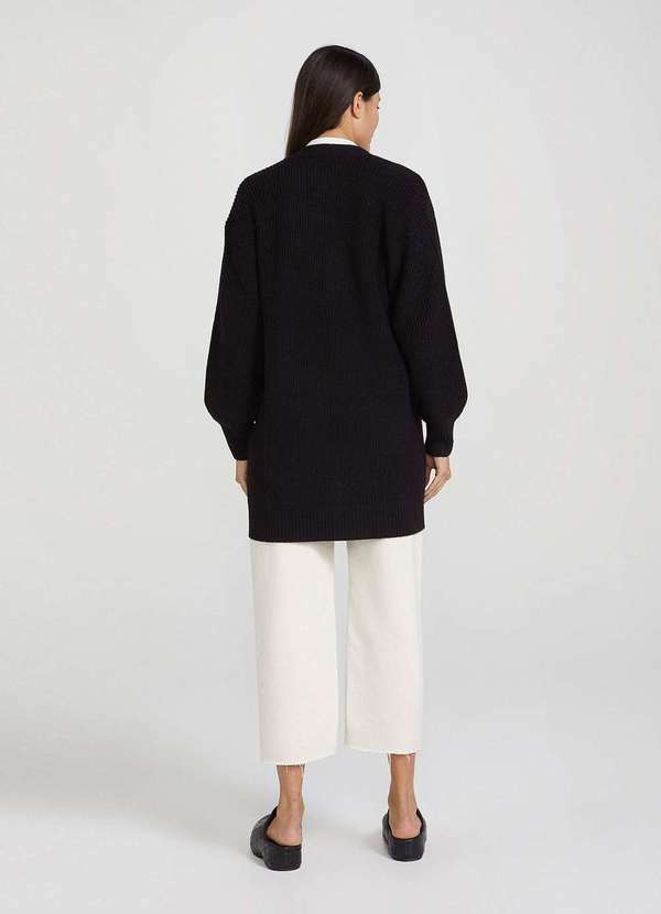 Hering - Cardigan Feminino Alongado em Trico Preto 2