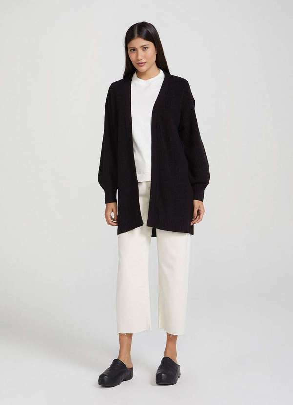 Hering - Cardigan Feminino Alongado em Trico Preto 4