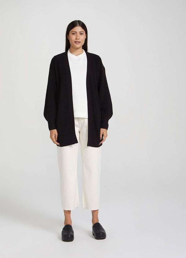 Hering - Cardigan Feminino Alongado em Trico Preto 6