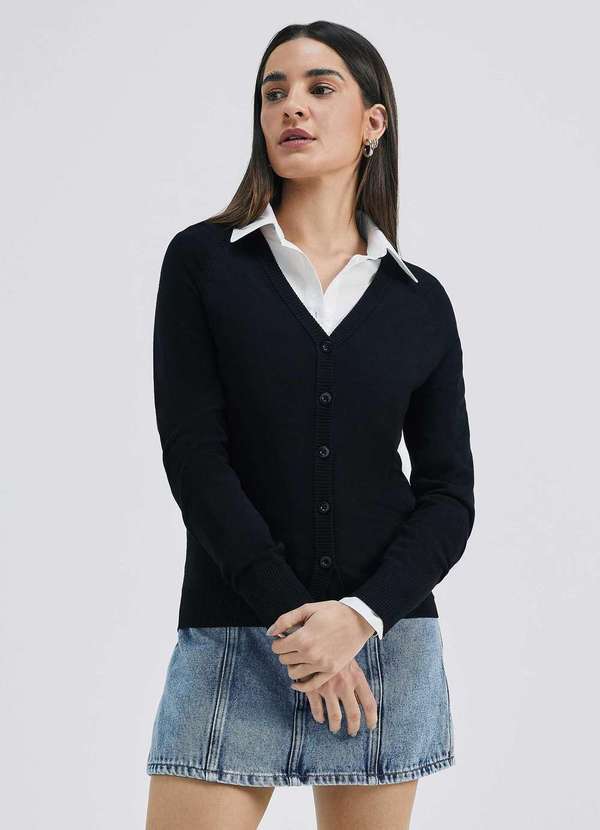 Hering - Cardigan Feminino em Trico Preto