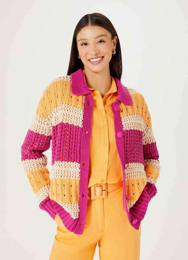 Hering - Cardigan Feminino em Trico Rosa