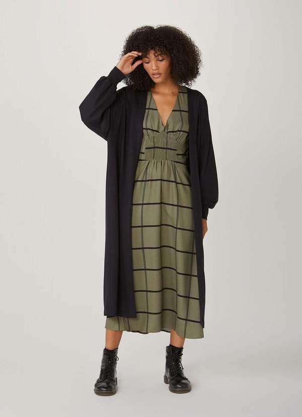 Hering - Casaco de Moletom Feminino Alongado Preto