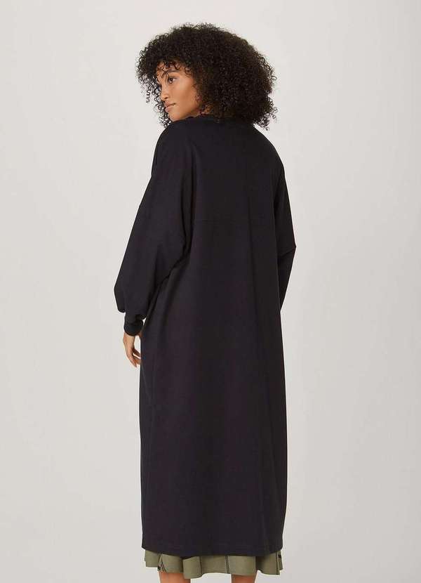 Hering - Casaco de Moletom Feminino Alongado Preto 2