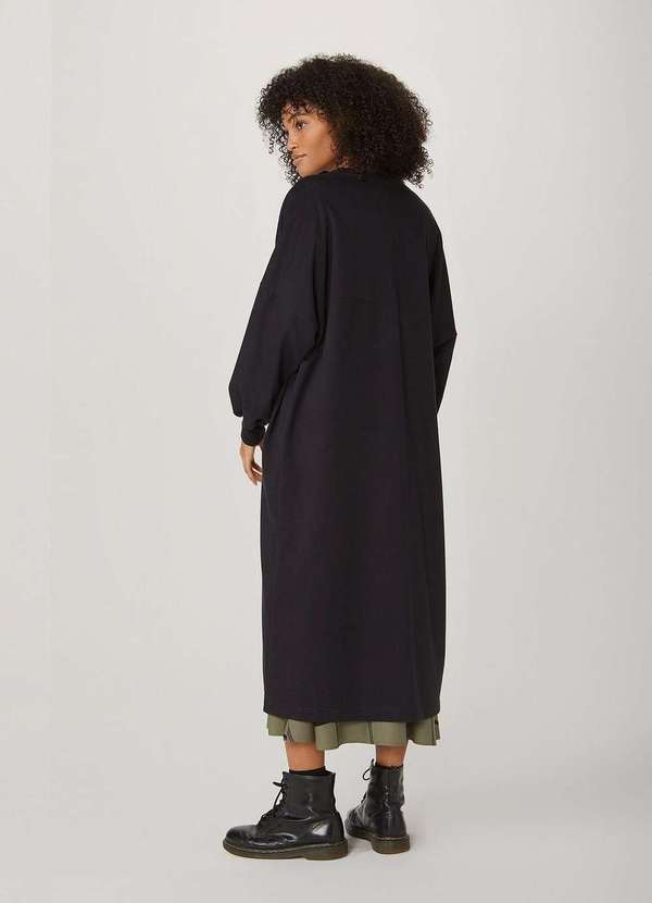 Hering - Casaco de Moletom Feminino Alongado Preto 3